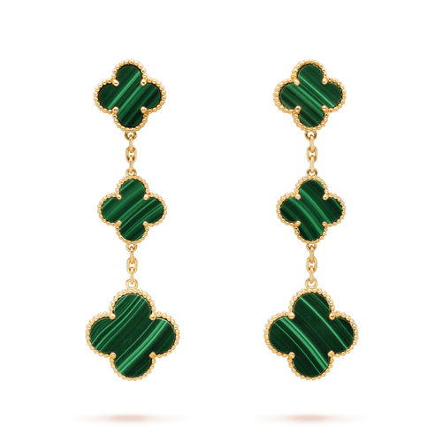 [Aurelle Style]CLOVER MALACHITE 3 MOTIFS GOLD