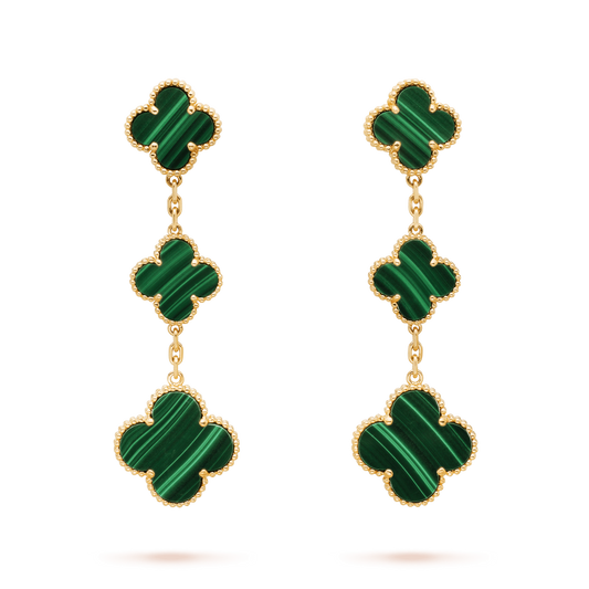 [Aurelle Style]CLOVER MALACHITE 3 MOTIFS GOLD