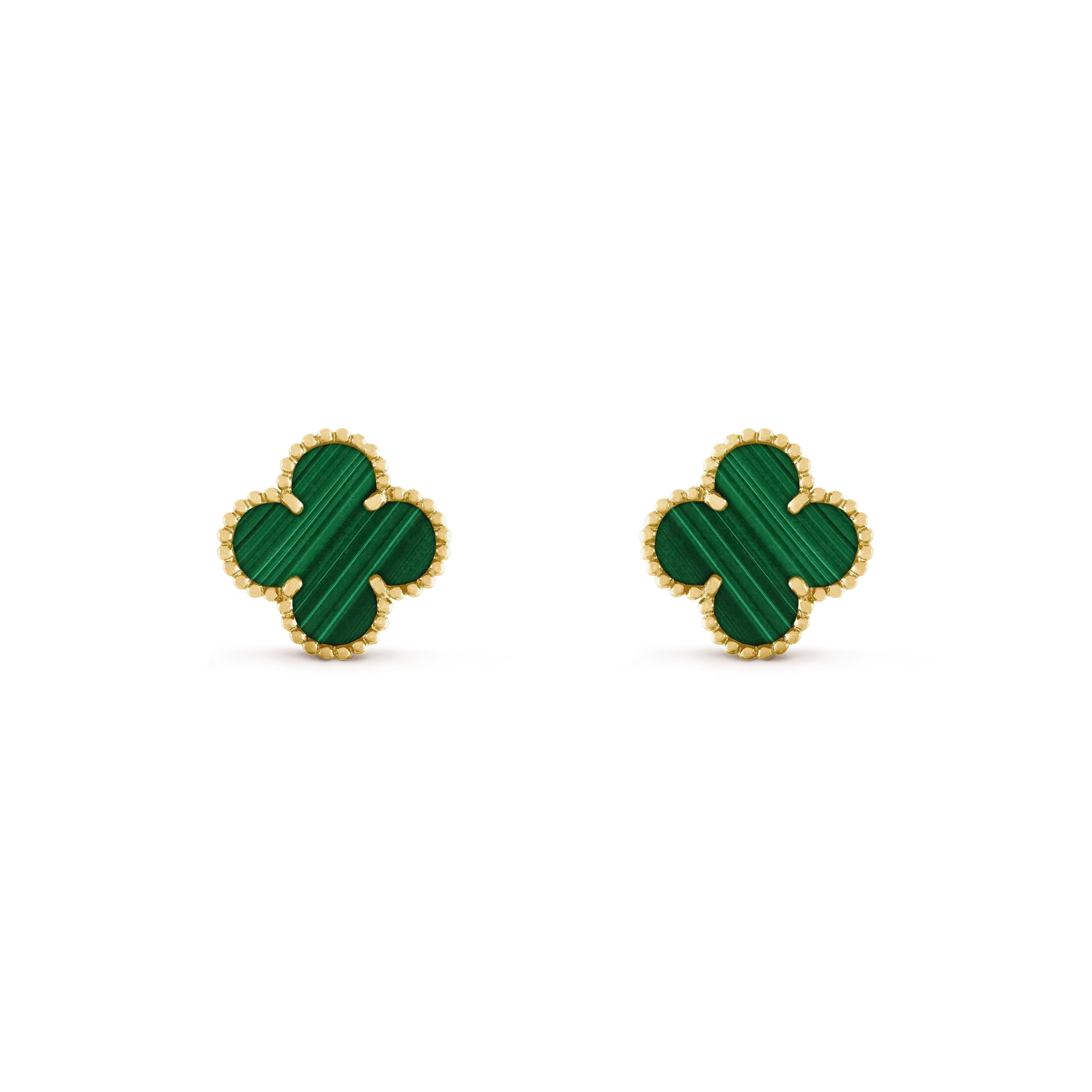 [Aurelle Style]CLOVER MEDIUM 1 MOTIFS MALACHITE  EARRINGS