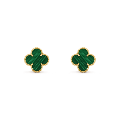 [Aurelle Style]CLOVER MEDIUM 1 MOTIFS MALACHITE  EARRINGS