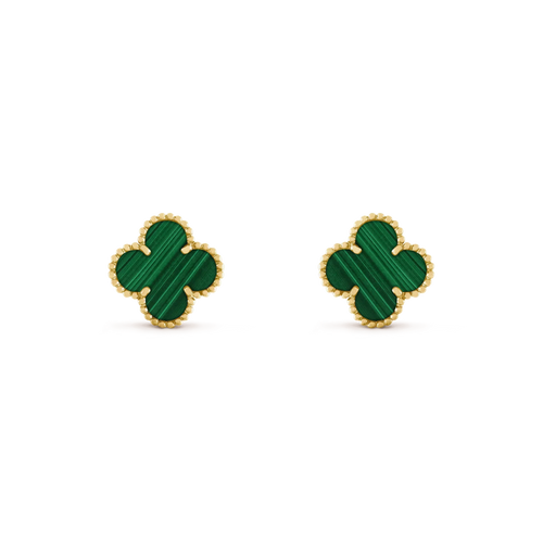 [Aurelle Style]CLOVER MEDIUM 1 MOTIFS MALACHITE  EARRINGS
