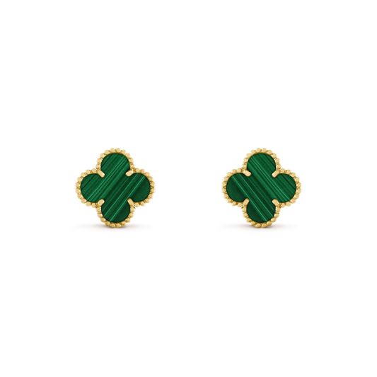 [Aurelle Style]CLOVER MEDIUM 1 MOTIFS MALACHITE  EARRINGS