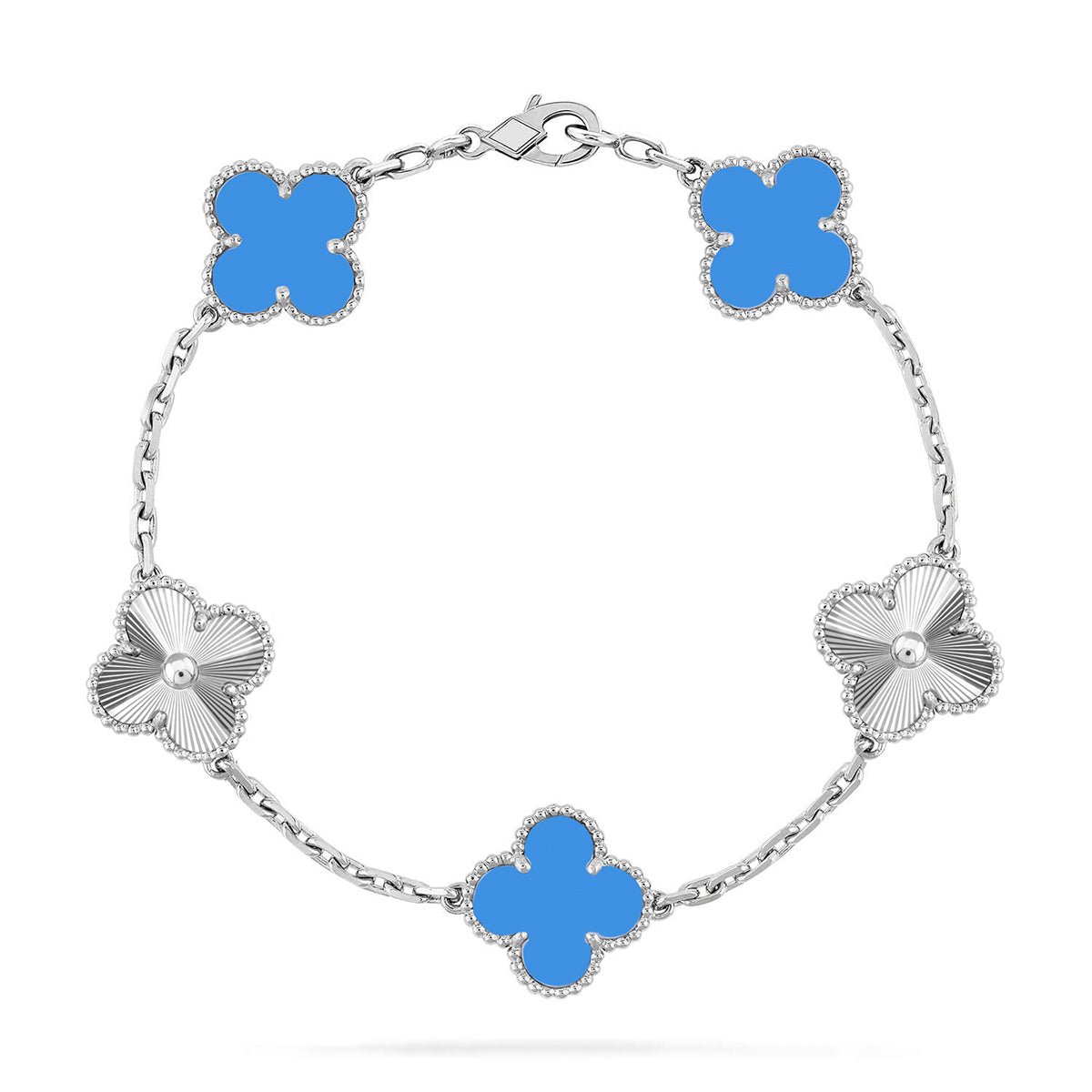 [Aurelle Style] CLOVER 5 MOTIF BLUE AGATE BRACELET COLLECTION