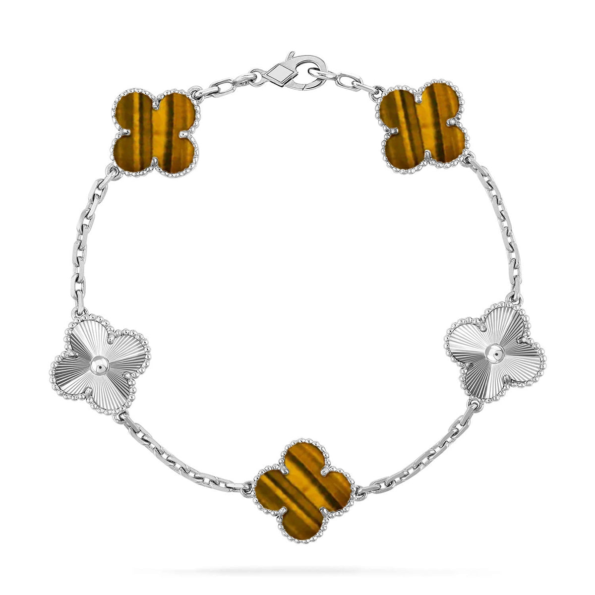 [Aurelle Style] CLOVER 5 MOTIFS TIGER EYE BRACELET COLLECTION