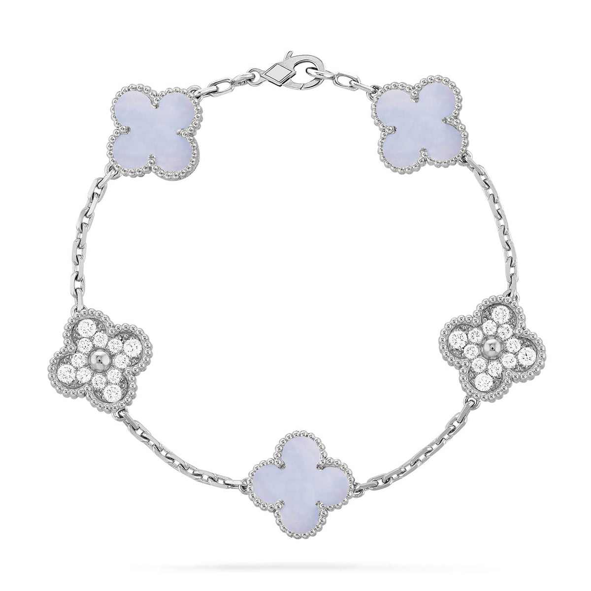 [Aurelle Style] CLOVER 5 MOTIF PURPLE CHALCEDONY BRACELET COLLECTION