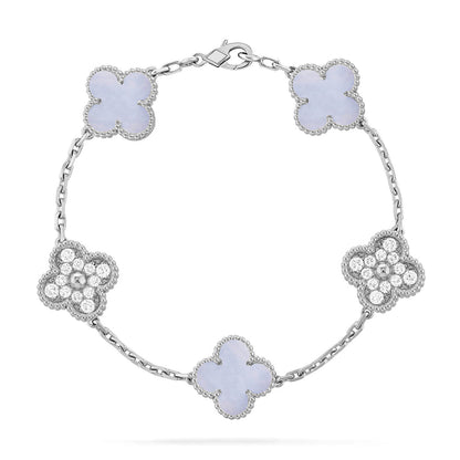 [Aurelle Style] CLOVER 5 MOTIF PURPLE CHALCEDONY BRACELET COLLECTION
