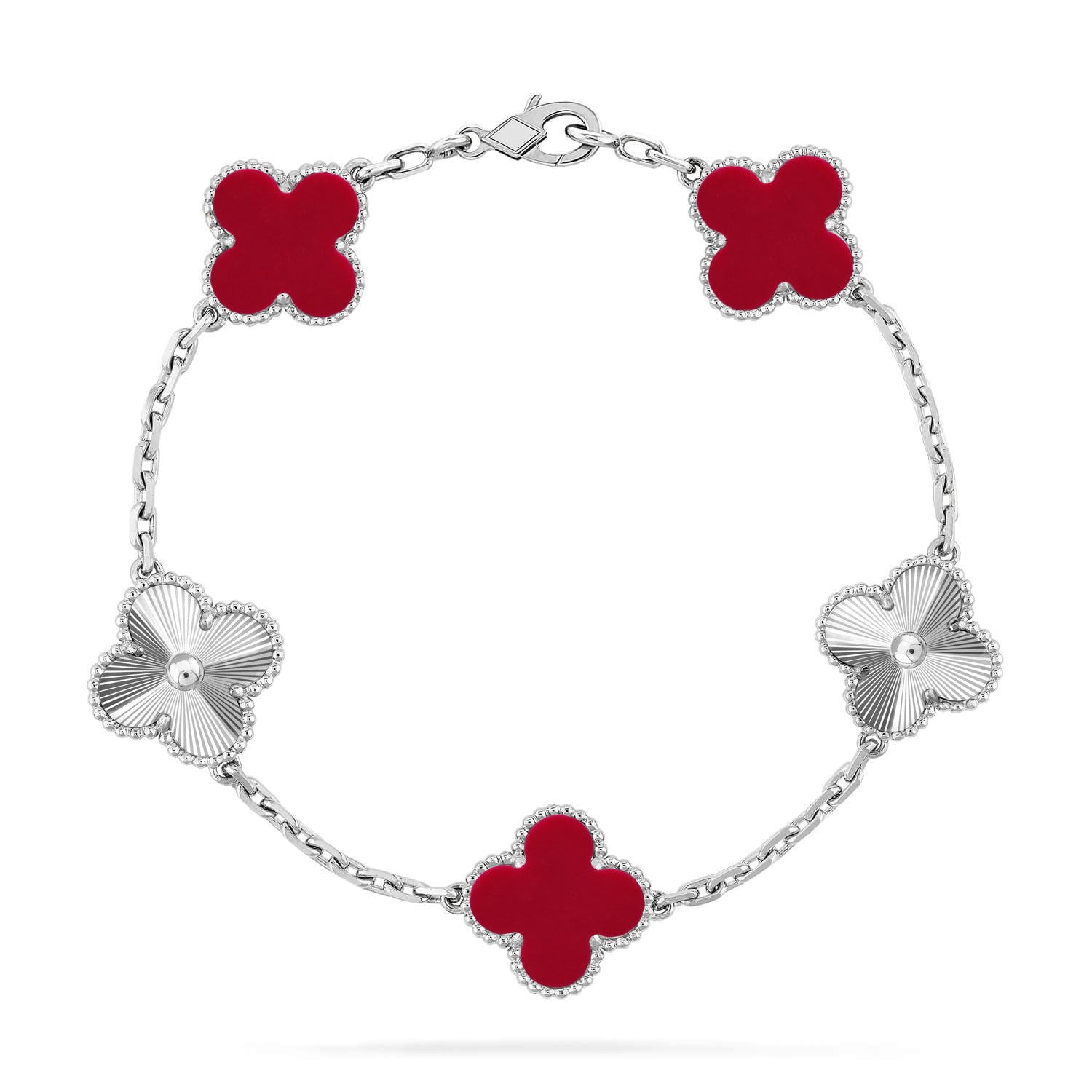 [Aurelle Style] CLOVER 5 MOTIF RED CORNELIAN BRACELET COLLECTION