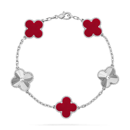 [Aurelle Style] CLOVER 5 MOTIF RED CORNELIAN BRACELET COLLECTION