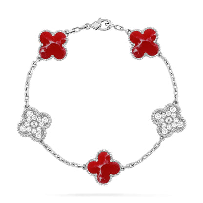 [Aurelle Style]CLOVER 5 MOTIF RED PATTERN BRACELET COLLECTION