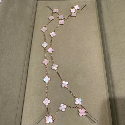[Aurelle Style]CLOVER 20 MOTIFS PINK MOP NECKLACE