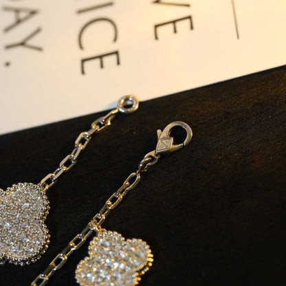 [Aurelle Style]CLOVER BRACELET 5 MOTIF SILVER DIAMOND PAVED