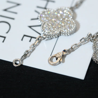 [Aurelle Style]CLOVER BRACELET 5 MOTIF SILVER DIAMOND PAVED
