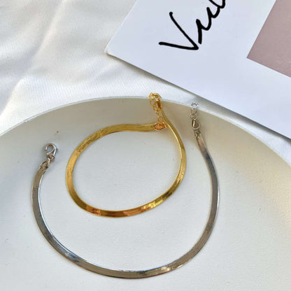 [Aurelle Style]Flat Snake Bone Chain Blade Necklace