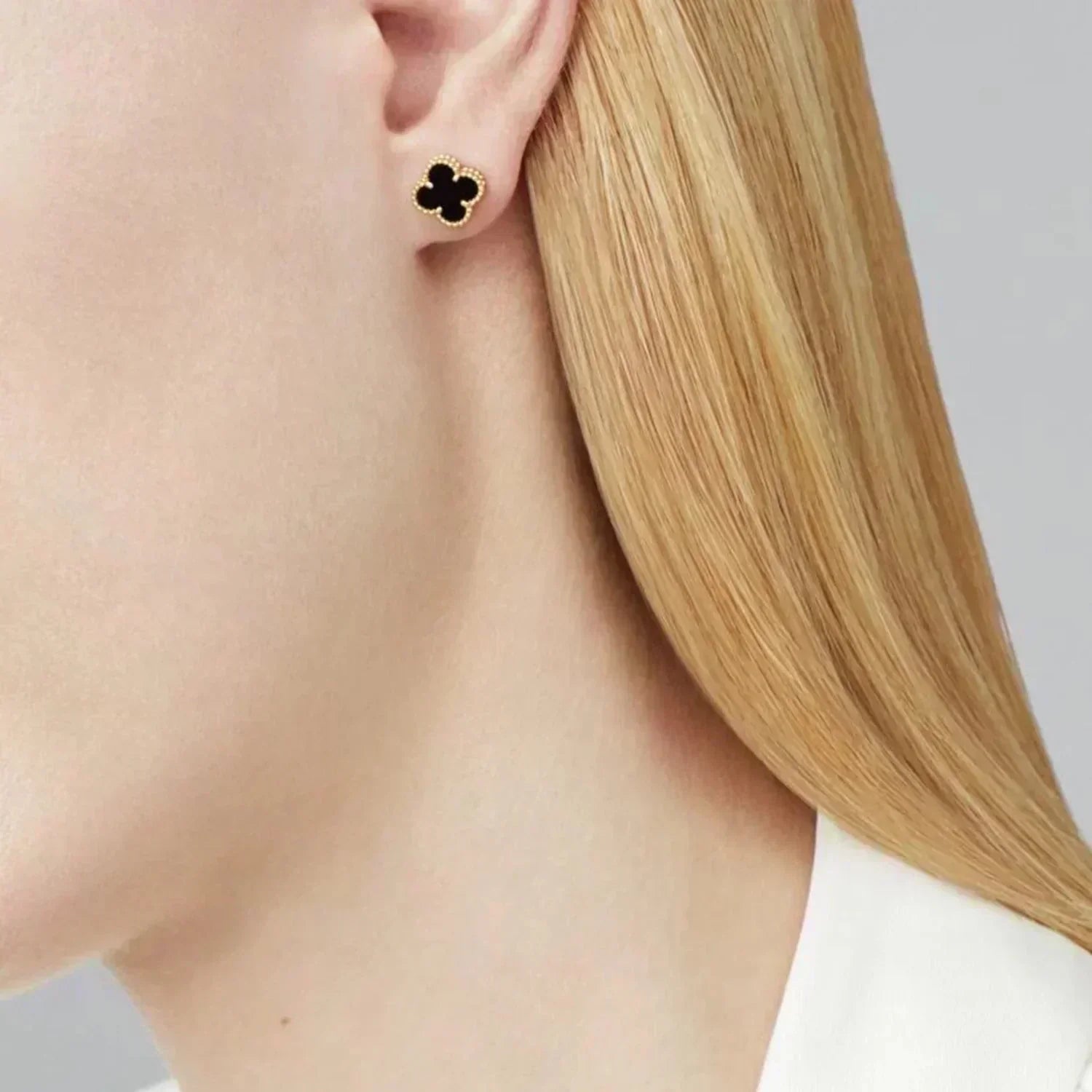 [Aurelle Style]CLOVER MINI 9.5MM BLACK MOP EARRINGS