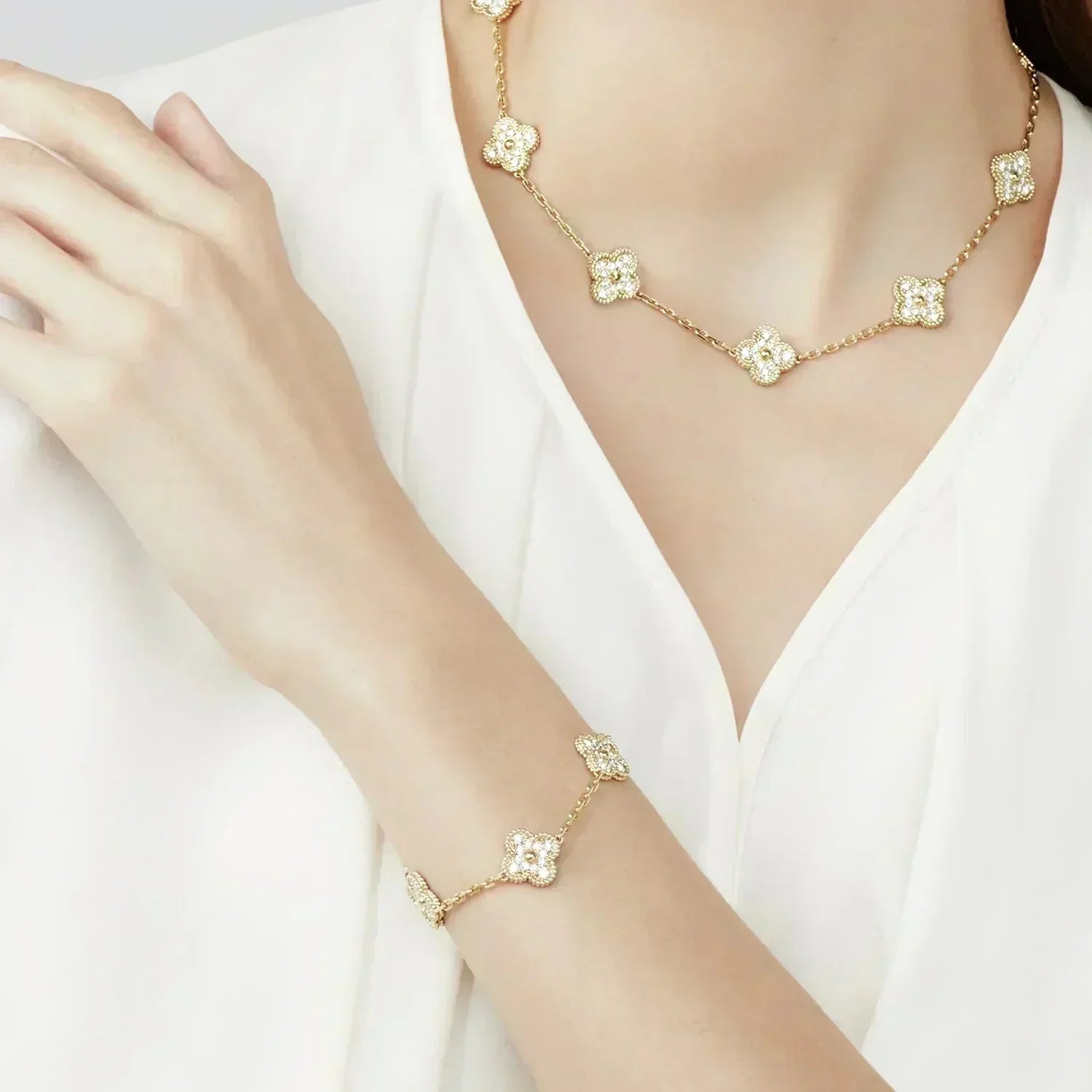 [Aurelle Style] CLOVER 5 MOTIF FULL DIAMOND BRACELET COLLECTION