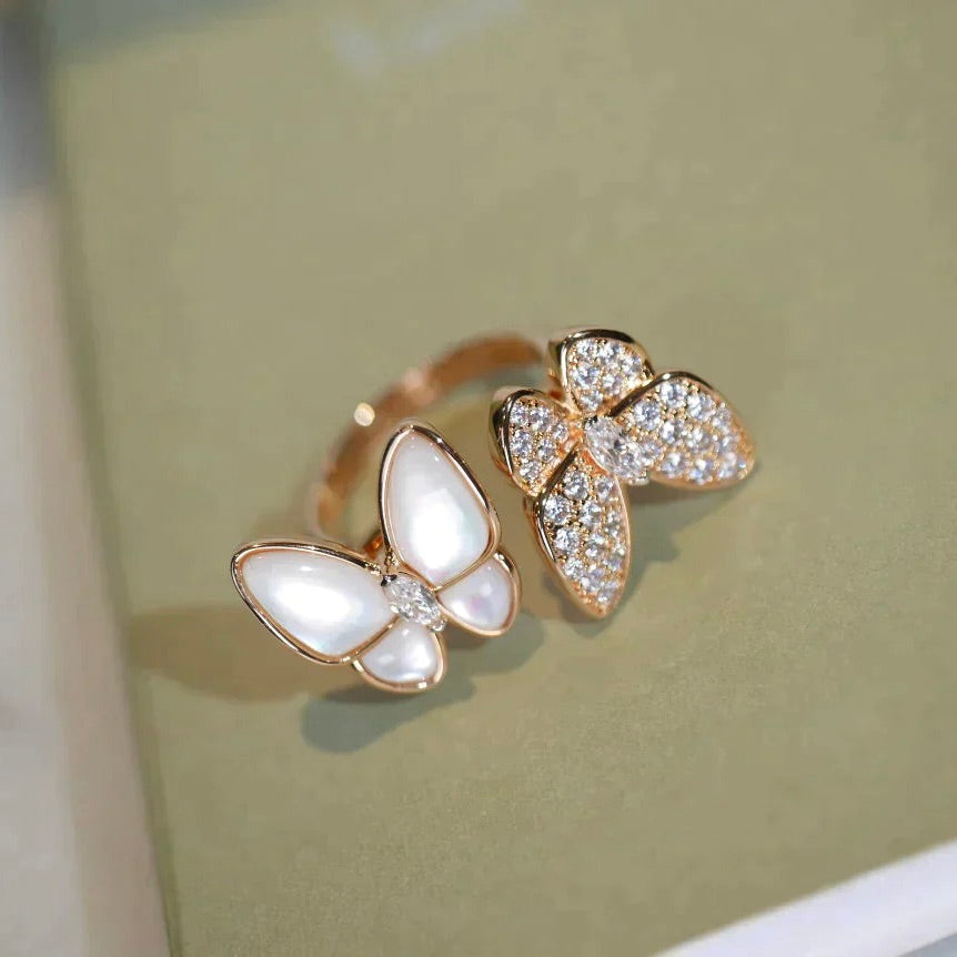 [Aurelle Style]TWIN BUTTERFLY DIAMOND MOP RING