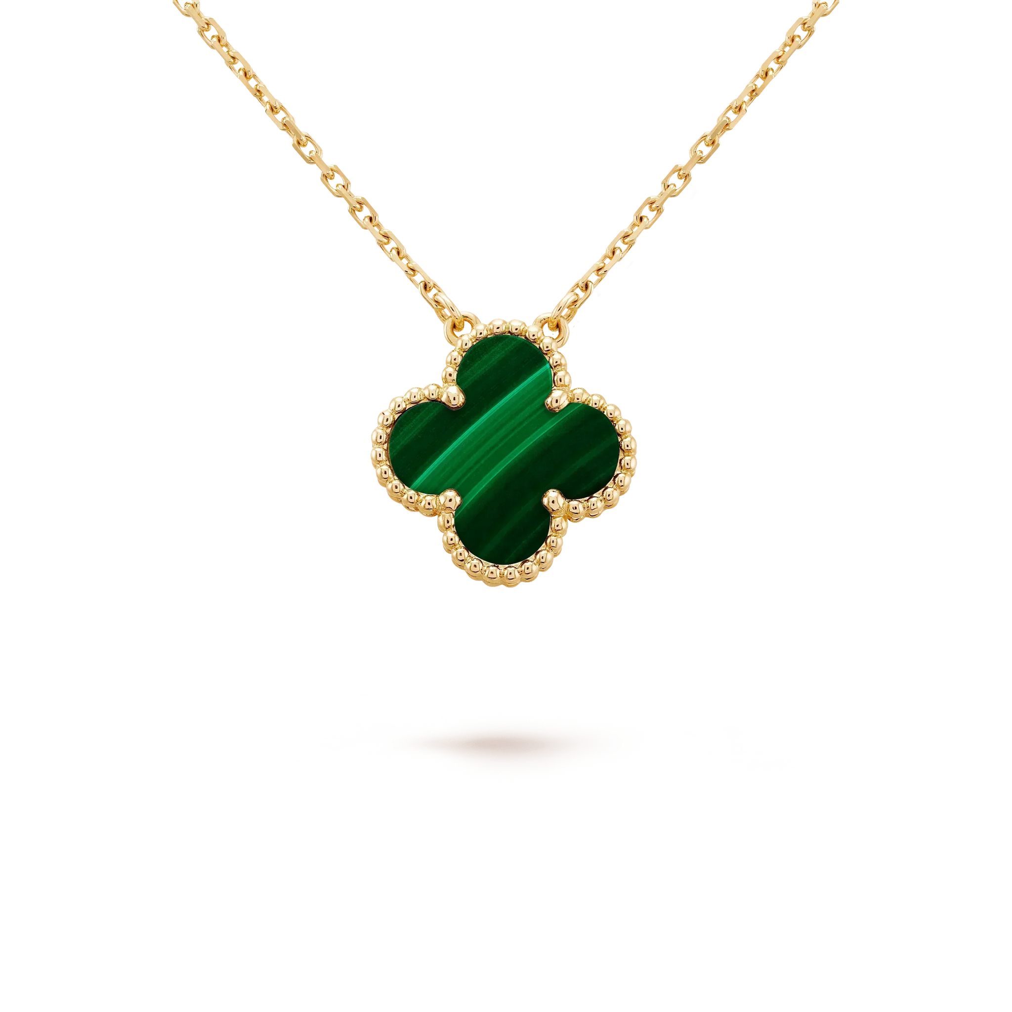 [Aurelle Style]CLOVER 15MM MALACHITE SINGLE FLOWER  NECKLACE