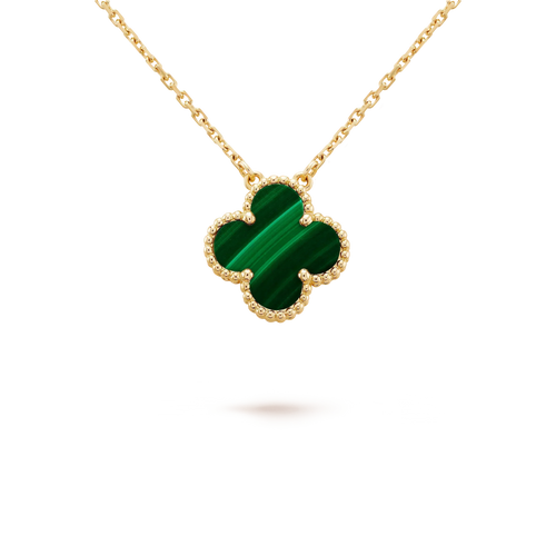 [Aurelle Style]CLOVER 15MM MALACHITE SINGLE FLOWER  NECKLACE