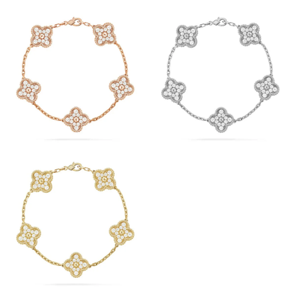 [TOP] CLOVER 5 MOTIF FULL DIAMOND BRACELET COLLECTION