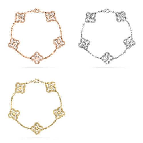 [TOP] CLOVER 5 MOTIF FULL DIAMOND BRACELET COLLECTION