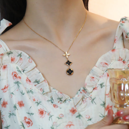 [Aurelle Style]STAR AND SUN ONYX PINK GOLD NECKLACE