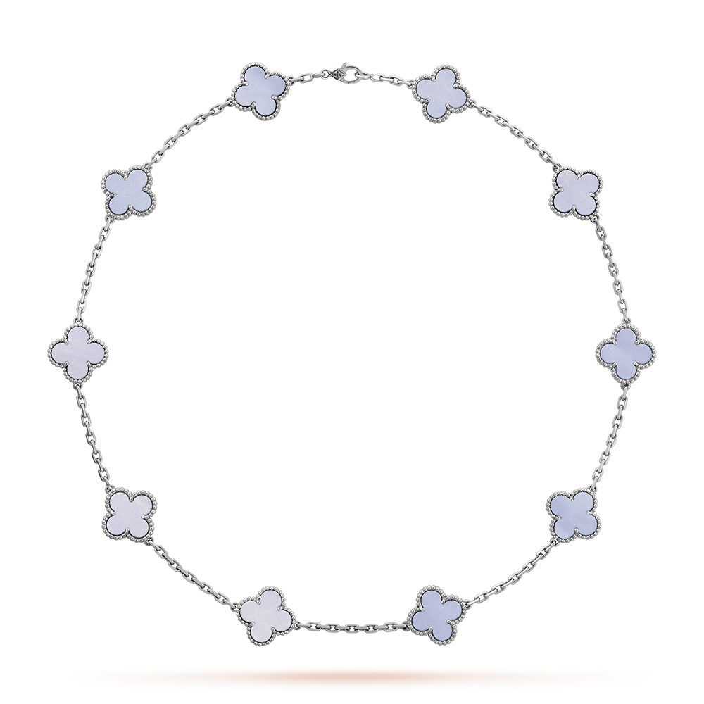 [Aurelle Style]CLOVER 10 MOTIFS BLUE CHALCEDONY NECKLACE