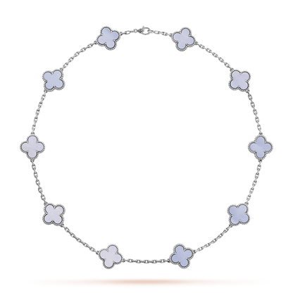 [Aurelle Style]CLOVER 10 MOTIFS BLUE CHALCEDONY NECKLACE