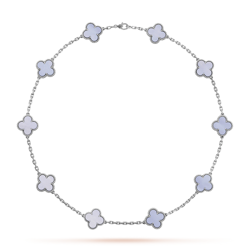 [Aurelle Style]CLOVER 10 MOTIFS BLUE CHALCEDONY NECKLACE