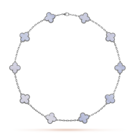 [Aurelle Style]CLOVER 10 MOTIFS BLUE CHALCEDONY NECKLACE
