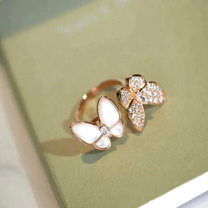 [Aurelle Style]TWIN BUTTERFLY DIAMOND MOP RING
