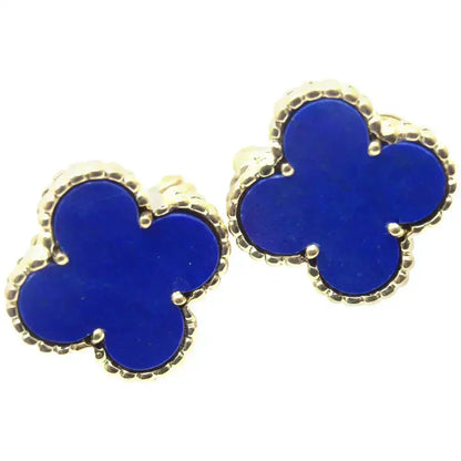 [Aurelle Style]CLOVER MINI 9.5MM BLUE AGATE EARRINGS