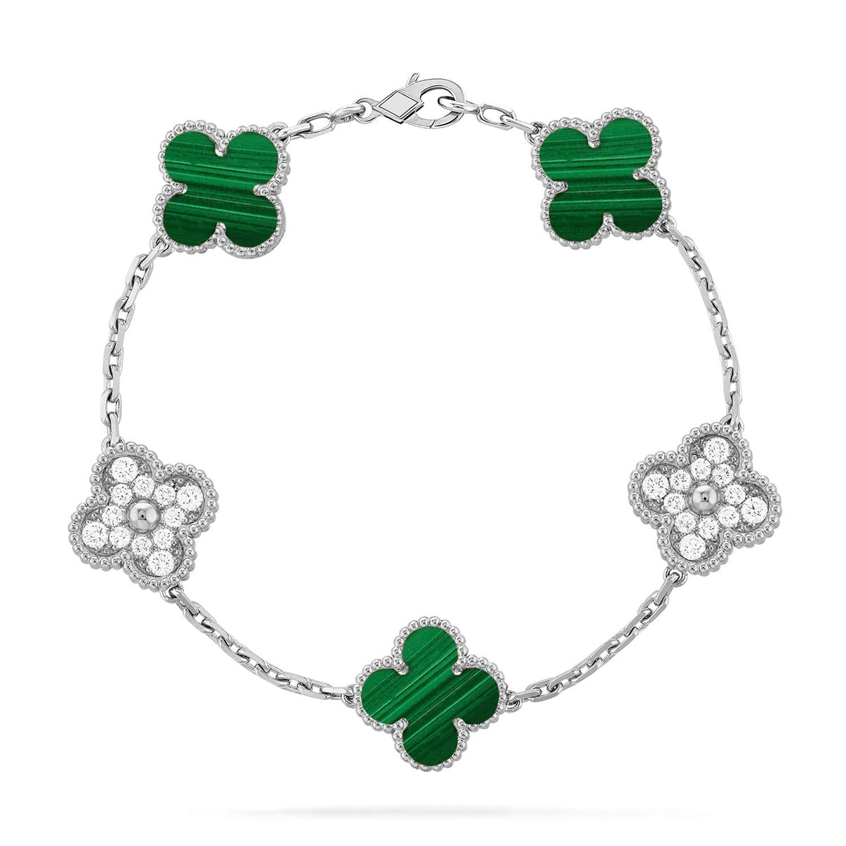 [Aurelle Style] CLOVER 5 MOTIF MALACHITE BRACELET COLLECTION