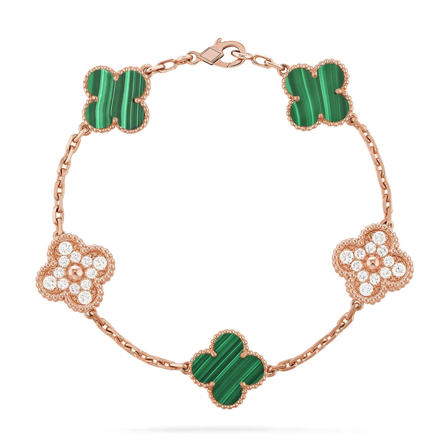 [Aurelle Style] CLOVER 5 MOTIF MALACHITE BRACELET COLLECTION