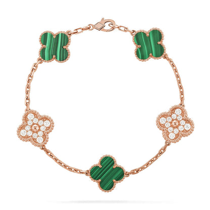 [Aurelle Style] CLOVER 5 MOTIF MALACHITE BRACELET COLLECTION