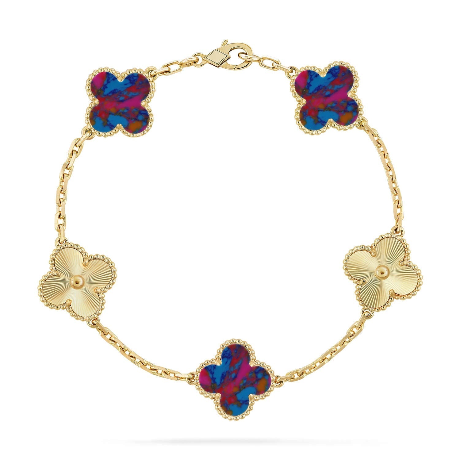 [Aurelle Style]CLOVER 5 MOTIF COLOR GEMSTONES BRACELET COLLECTION
