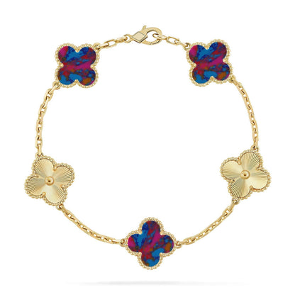 [Aurelle Style]CLOVER 5 MOTIF COLOR GEMSTONES BRACELET COLLECTION