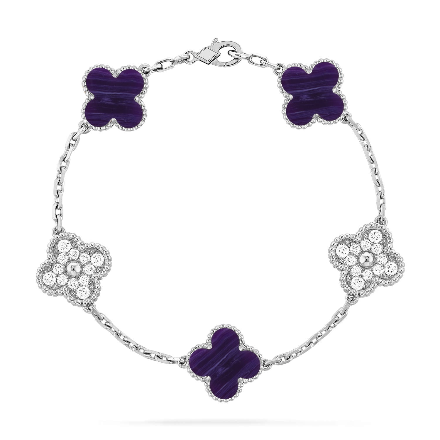 [Aurelle Style]CLOVER 5 MOTIF PURPLE STRIPES BRACELET COLLECTION