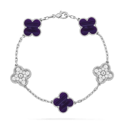 [Aurelle Style]CLOVER 5 MOTIF PURPLE STRIPES BRACELET COLLECTION