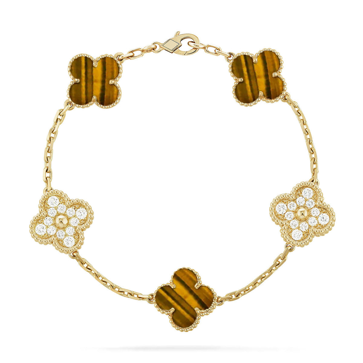 [Aurelle Style] CLOVER 5 MOTIFS TIGER EYE BRACELET COLLECTION