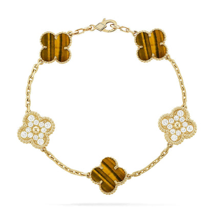 [Aurelle Style] CLOVER 5 MOTIFS TIGER EYE BRACELET COLLECTION