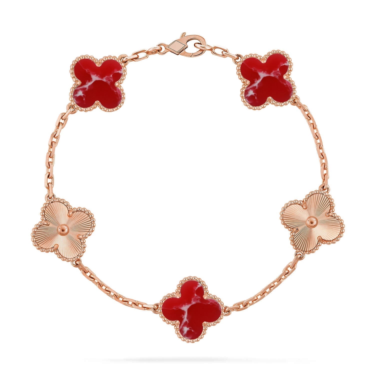 [Aurelle Style]CLOVER 5 MOTIF RED PATTERN BRACELET COLLECTION