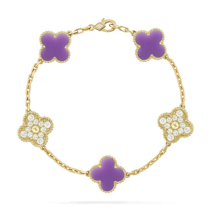 [Aurelle Style]CLOVER 5 MOTIF LIGHT PURPLE BRACELET COLLECTION