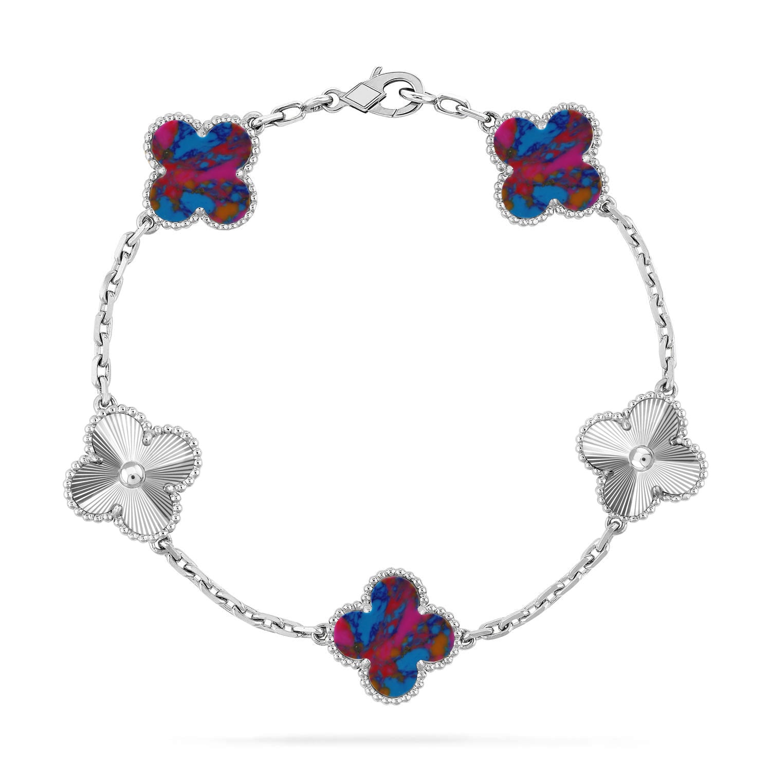 [Aurelle Style]CLOVER 5 MOTIF COLOR GEMSTONES BRACELET COLLECTION