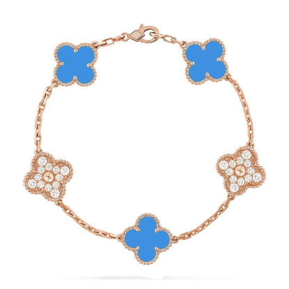 [Aurelle Style] CLOVER 5 MOTIF BLUE AGATE BRACELET COLLECTION
