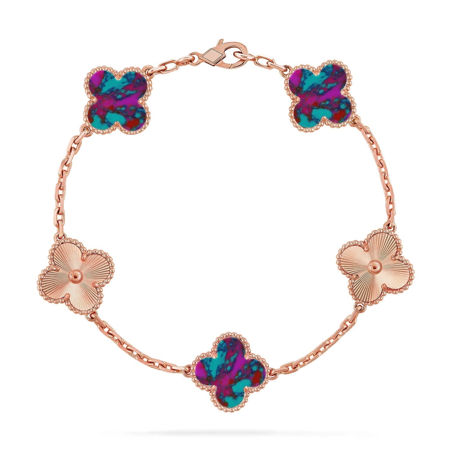 [Aurelle Style]CLOVER 5 MOTIF COLOR GEMSTONES BRACELET COLLECTION
