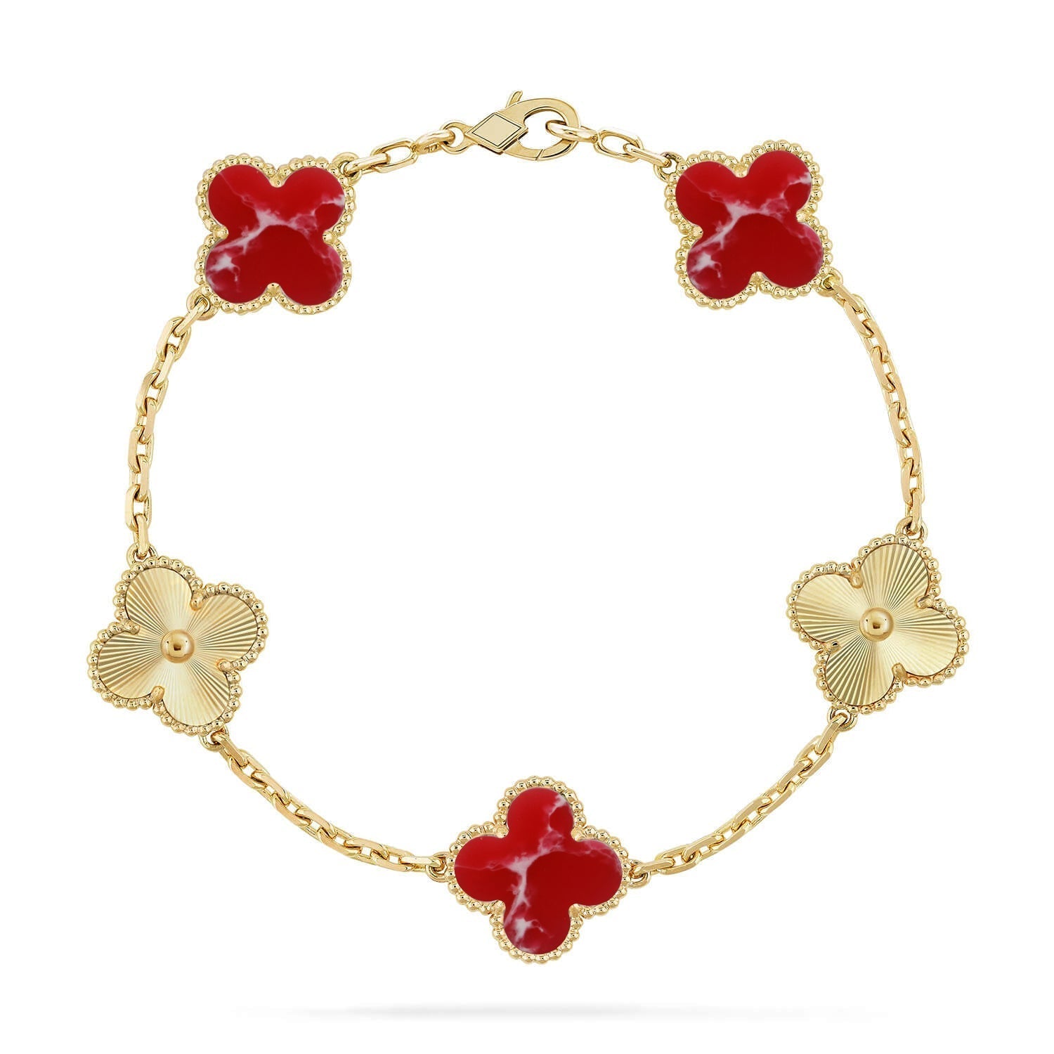 [Aurelle Style]CLOVER 5 MOTIF RED PATTERN BRACELET COLLECTION