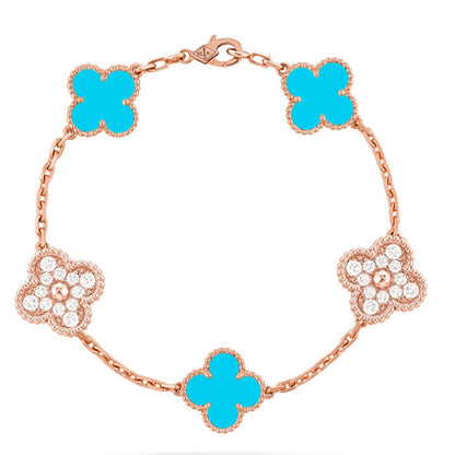 [Aurelle Style] CLOVER 5 MOTIF TURQUOISE BRACELET COLLECTION