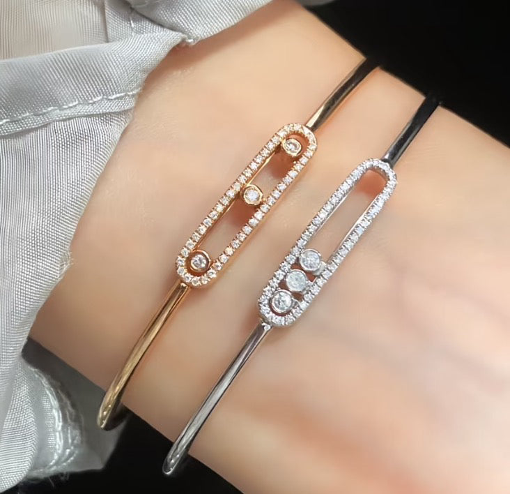 [Aurelle Style]Move Pavé Diamond Bangle Bracelet M