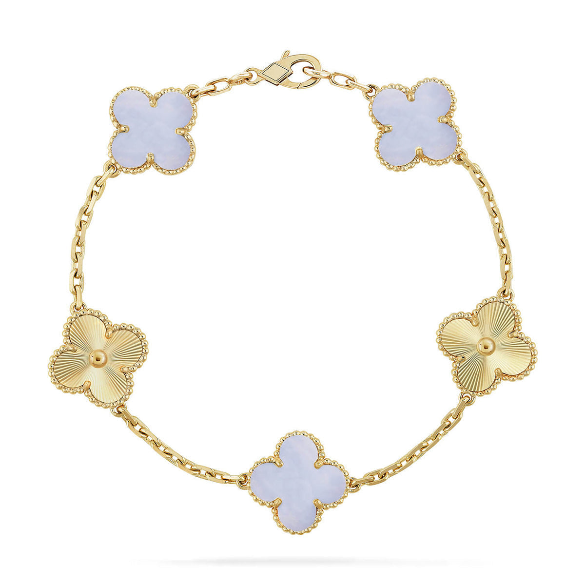 [Aurelle Style] CLOVER 5 MOTIF PURPLE CHALCEDONY BRACELET COLLECTION