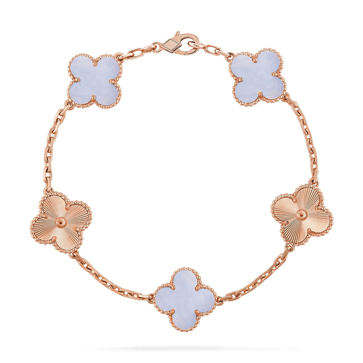 [Aurelle Style] CLOVER 5 MOTIF PURPLE CHALCEDONY BRACELET COLLECTION